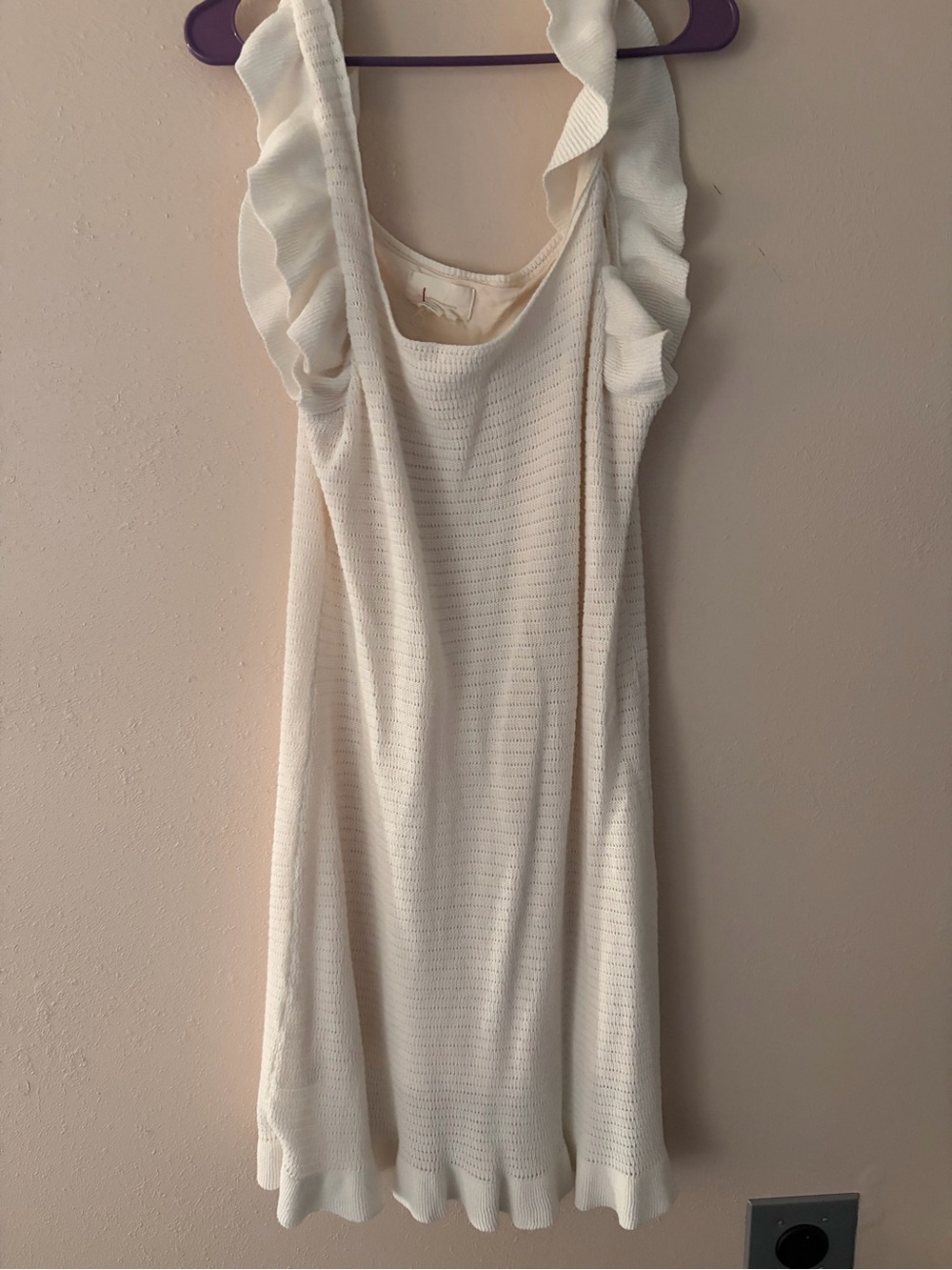 Anthropologie Cream Ruffle Strap Mini Dress
